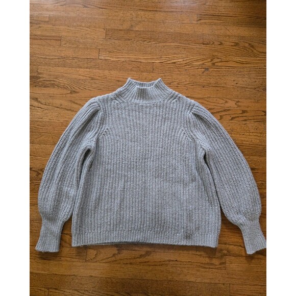 Boden Sweater Womens 14 Gray Wool Blend Chunky Knit Mock Neck - Picture 2 of 7